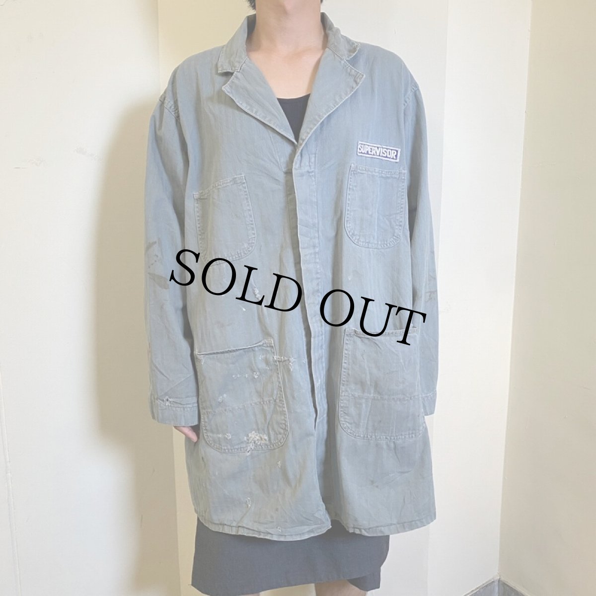 画像2: 50's〜 WORK WEAR Corpozation "SUPERVISOR" コットンコート SIZE48 (2)