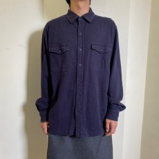 画像2: POLO Ralph Lauren コットン無地シャツ NAVY L (2)