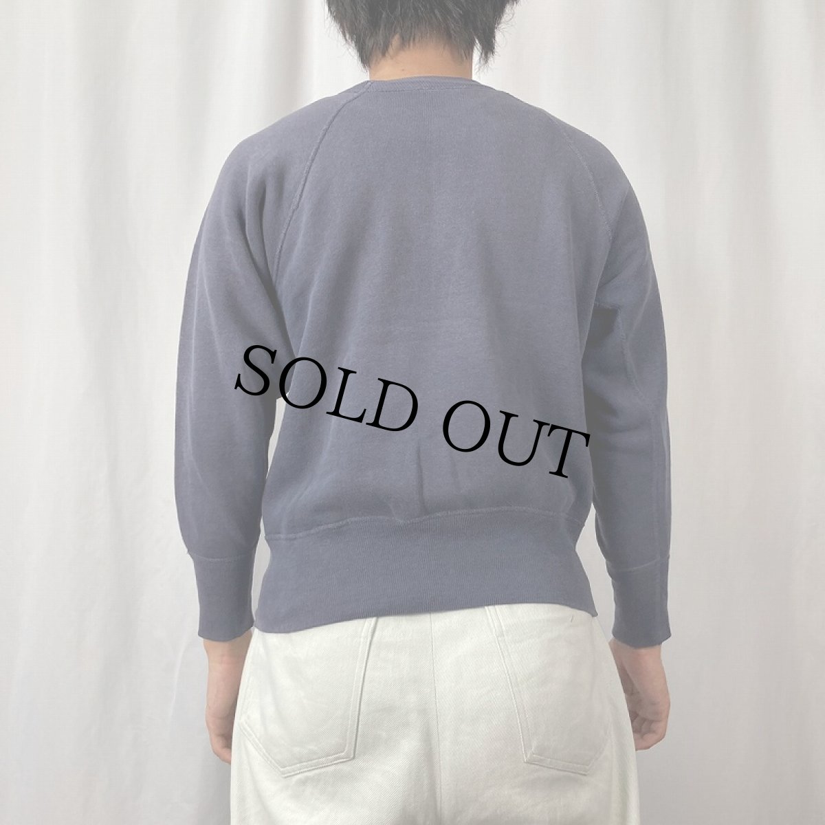 画像3: 50's Champion ランタグ USA製 "YALE" フロッキープリントラグランスウェット M (3)