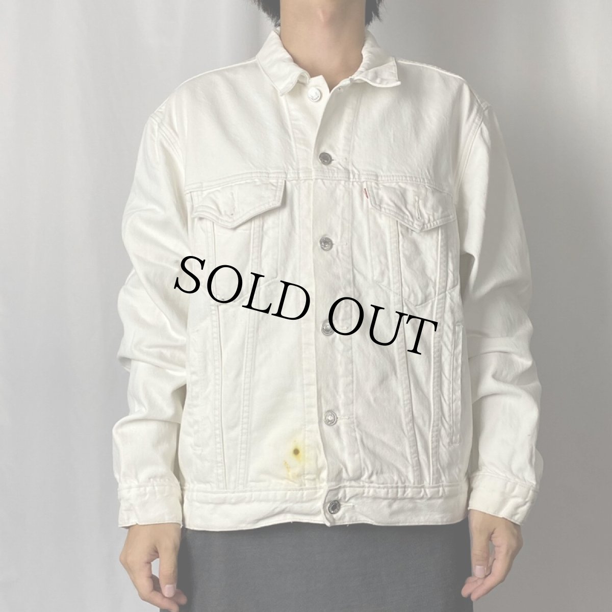 画像2: 90's Levi's 70503 02 ブリーチ加工 デニムジャケット L (2)