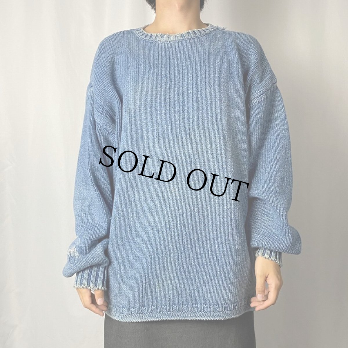 画像2: 90's GAP USA製 インディゴガンジーニットセーター L (2)