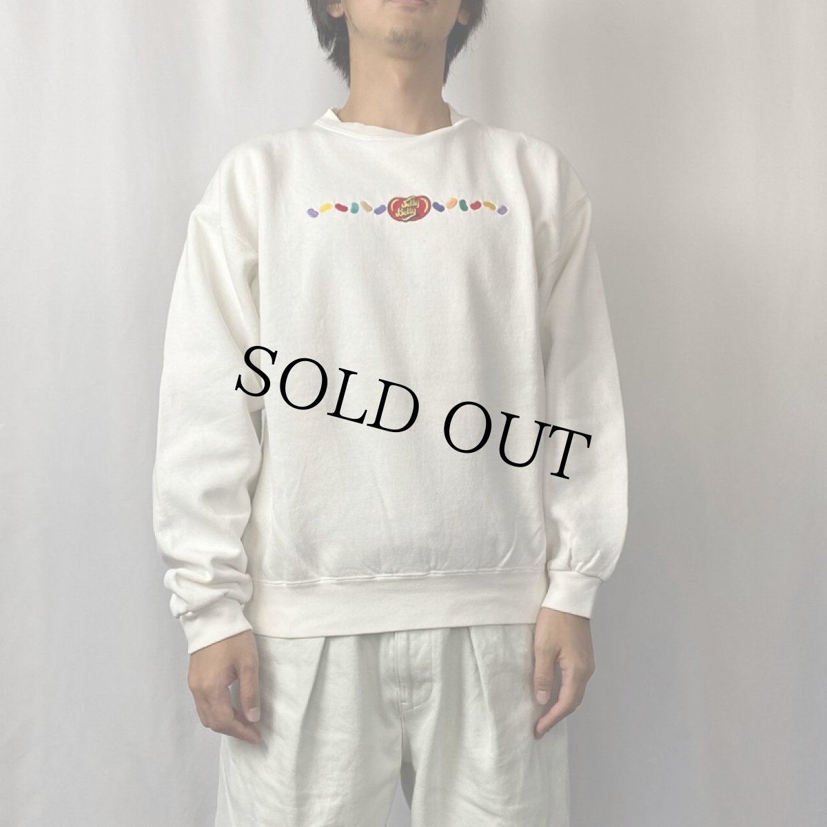 画像2: 90's OARSMAN USA製 "Jelly Belly" お菓子ブランド 刺繍スウェット M (2)