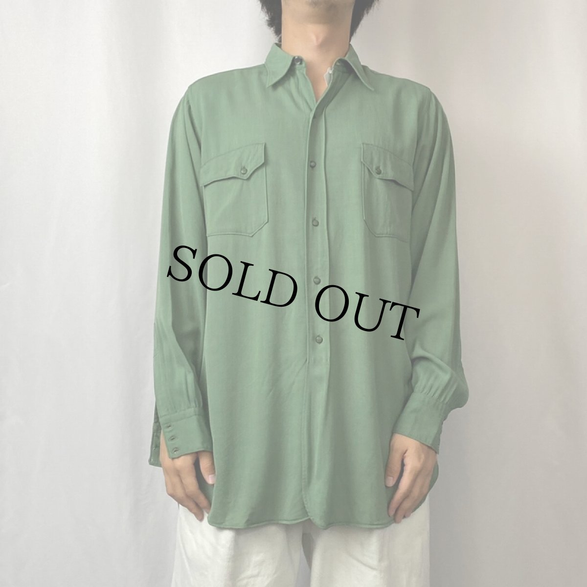 画像2: 50's GABARDINE ExpertlyTailored ウールギャバジンシャツ (2)