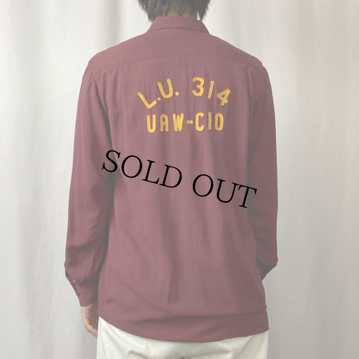 画像4: 40〜50's RATHNAW The Bowler by NAT NAST チェーンステッチ レーヨンシャツ (4)