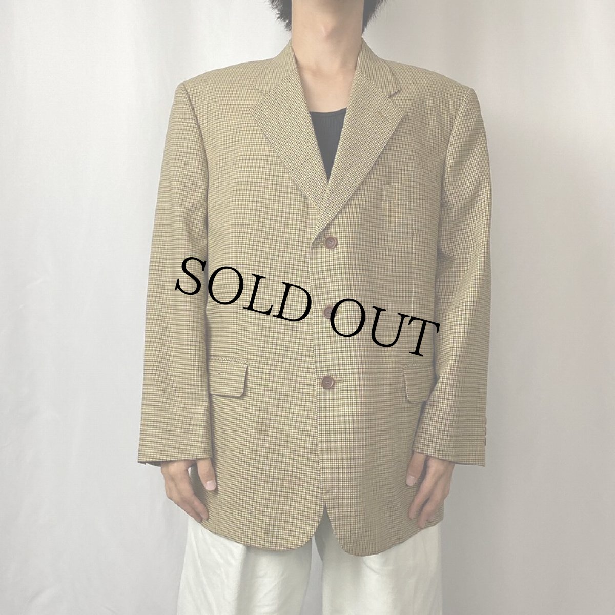 画像2: YVES SAINT LAURENT pour homme チェック柄 テーラードジャケット SIZE41 (2)