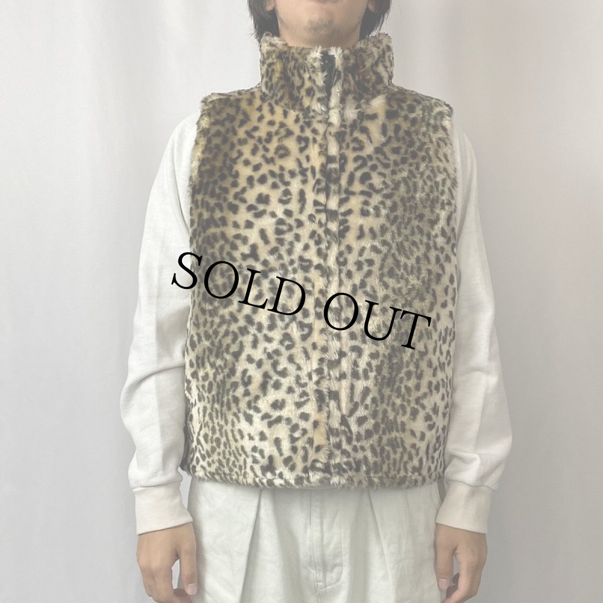 画像3: Pacfic Rose レオパード柄 フェイクファー リバーシブルベスト L (3)