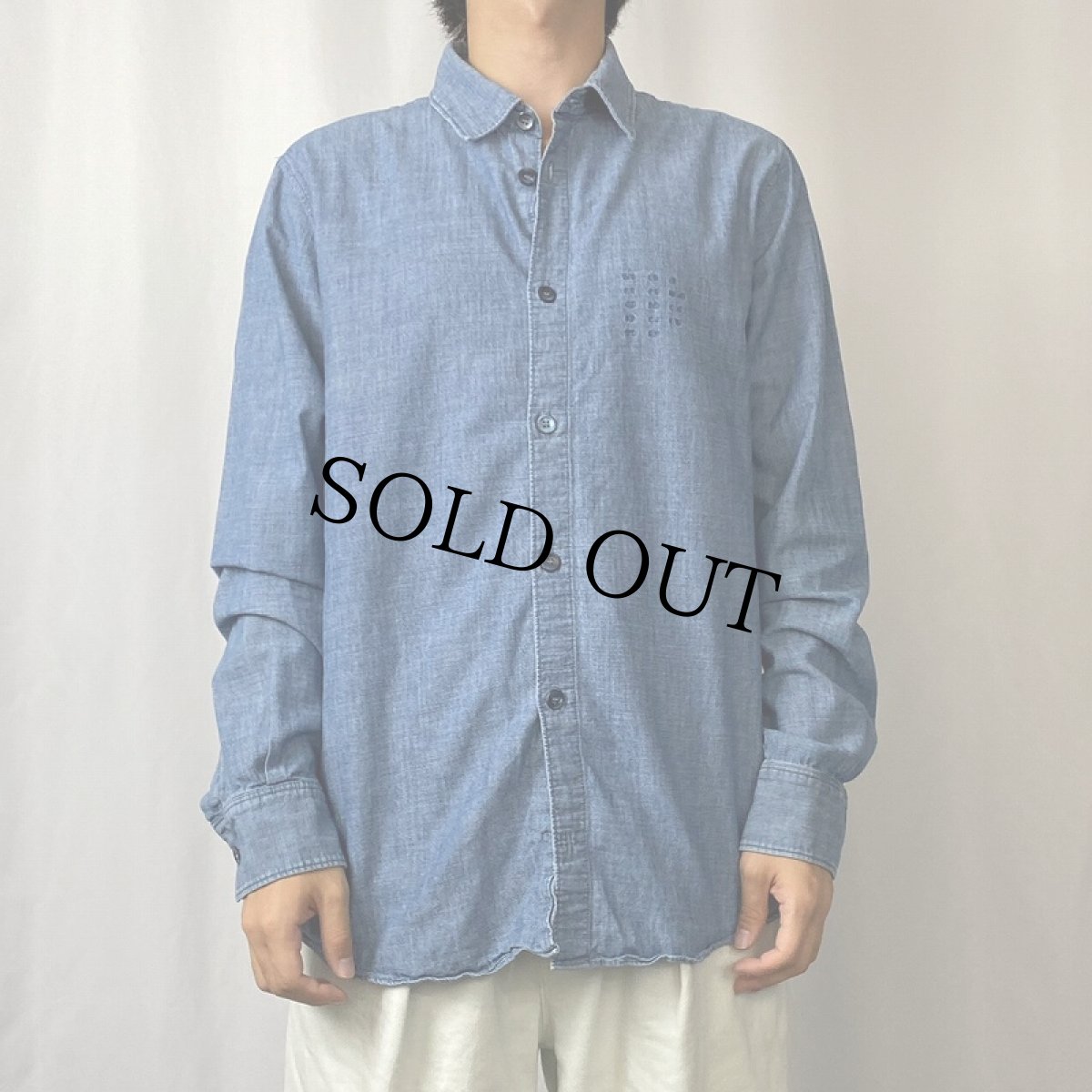 画像2: A.P.C. 刺繍デザイン デニムシャツ L (2)