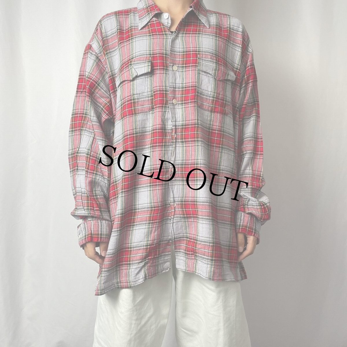 画像2: Ralph Lauren RRL 三ツ星 チェック柄 レーヨン×コットンシャツ XL (2)