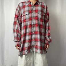 画像2: Ralph Lauren RRL 三ツ星 チェック柄 レーヨン×コットンシャツ XL (2)