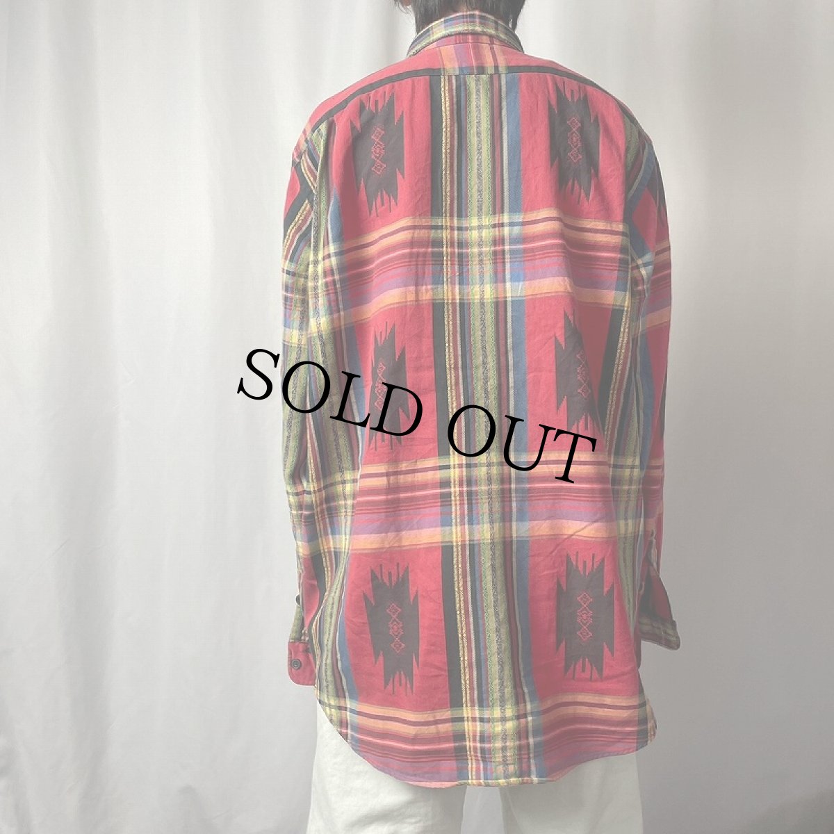 画像3: POLO Ralph Lauren ネイティブ柄 コットンシャツ XL (3)