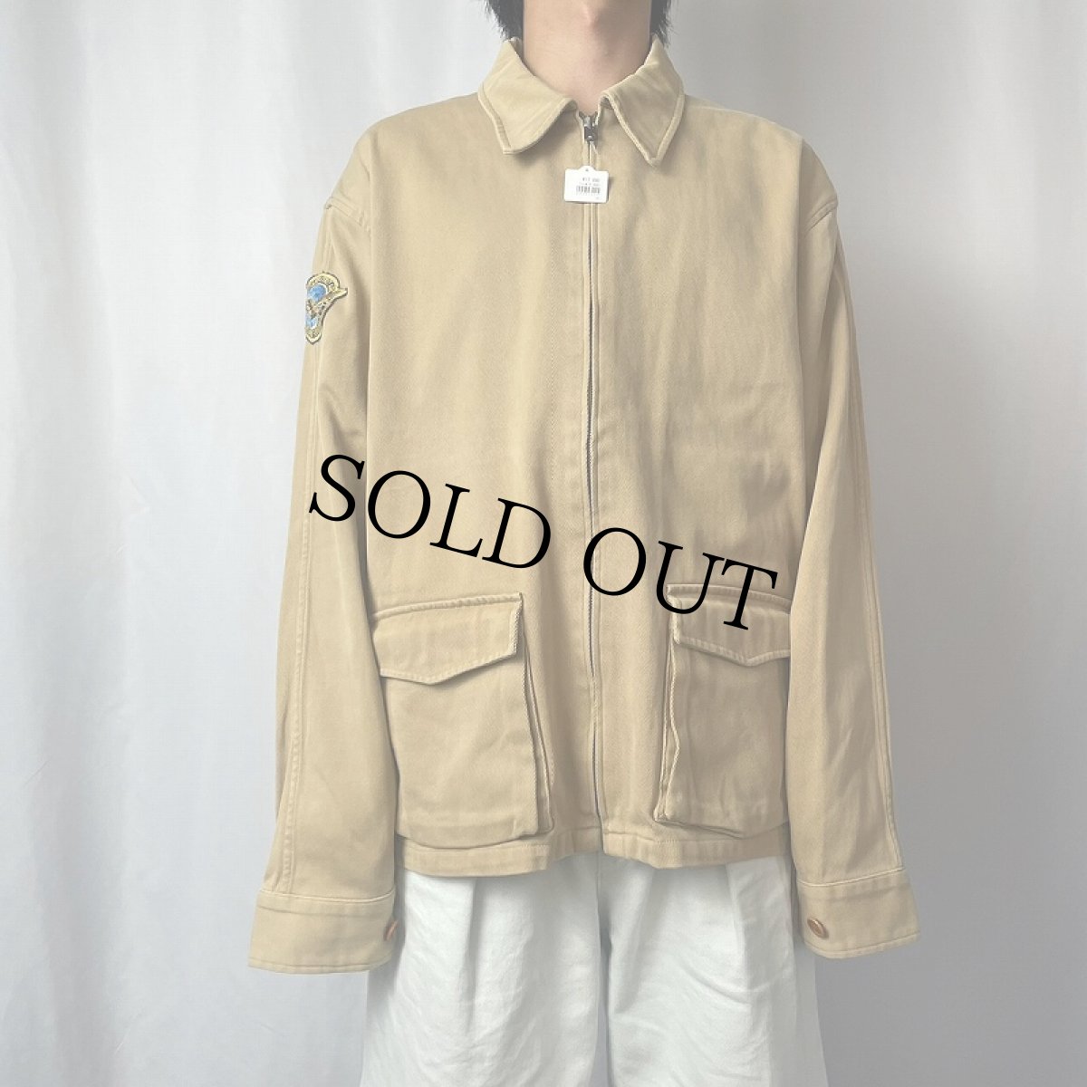 画像2: 90's POLO Ralph Lauren パッチ付きコットンツイルジャケット XL (2)