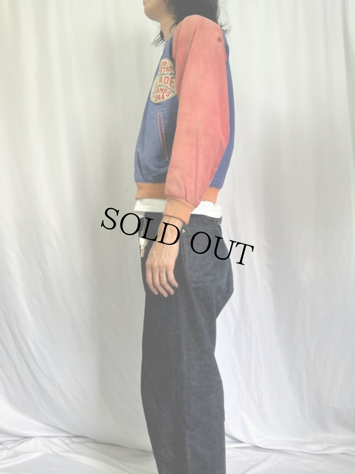 画像3: 40's JR. TRI-STATE BLADE CHAMPS ツートーン コットンボタンスタジャン (3)