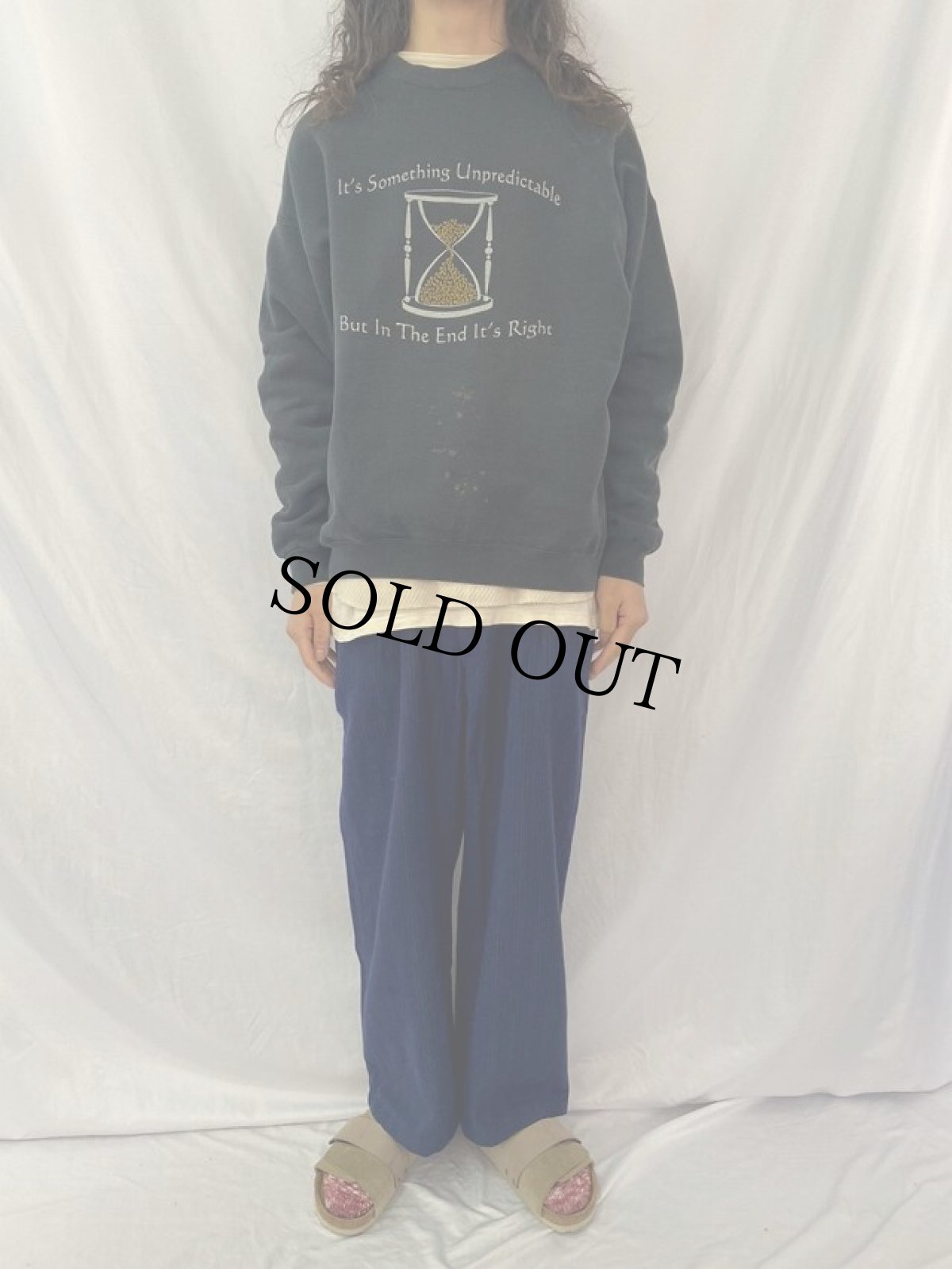 画像2: 90's Lee ULTRAWEIGHT USA製 砂時計プリントスウェット XL (2)