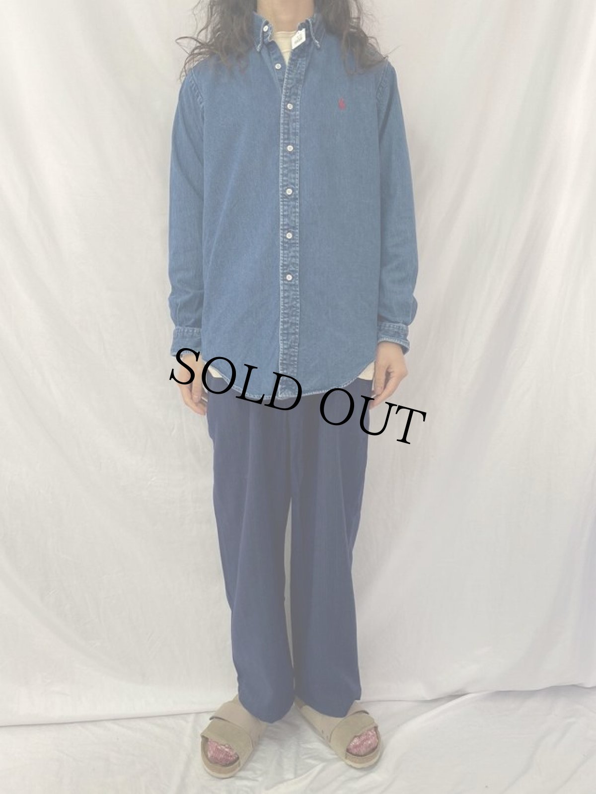 画像2: 80〜90's POLO COUNTRY Ralph Lauren デニムボタンダウンシャツ M (2)