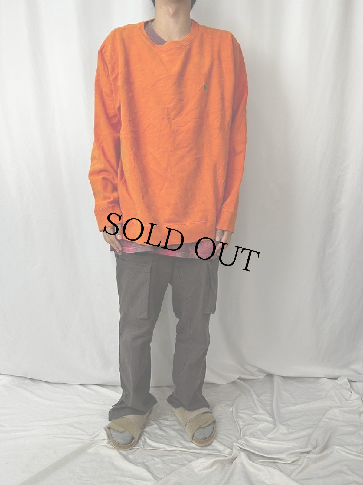 画像2: POLO Ralph Lauren 前V ロゴ刺繍スウェット XL (2)