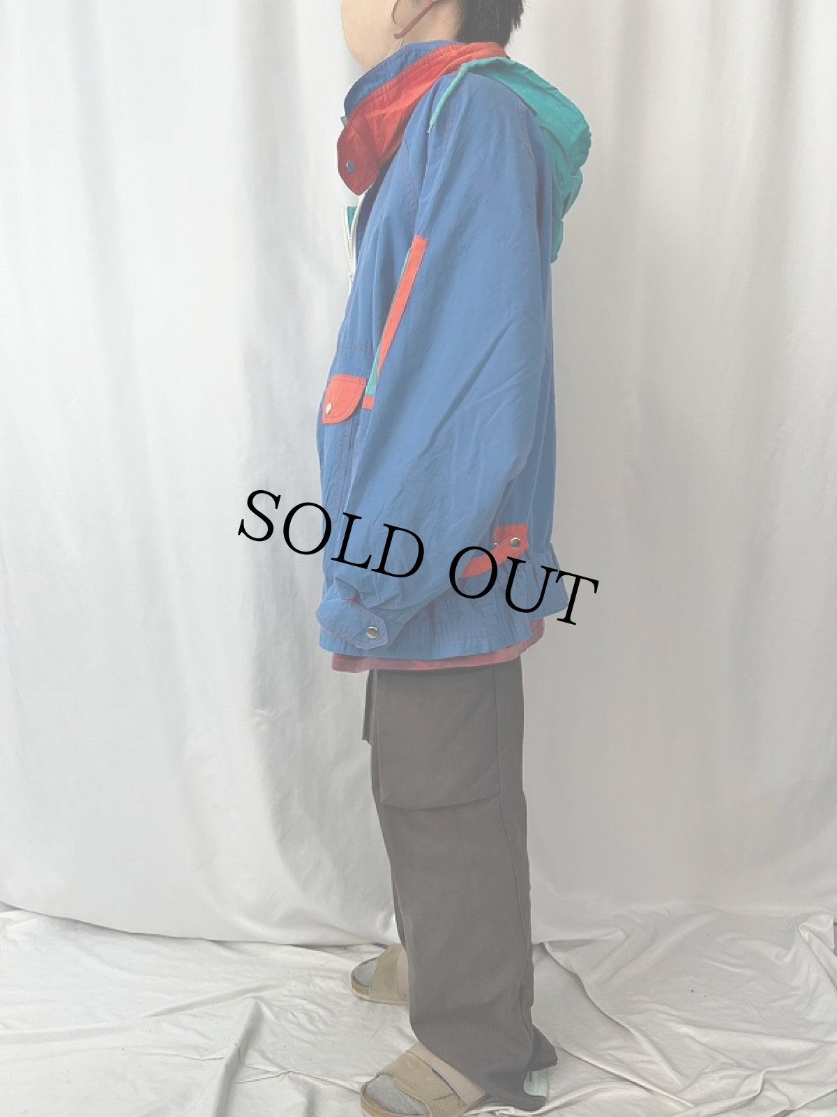 画像3: 90's Ocean Pacific クレイジーパターン ナイロンアノラックパーカー (3)