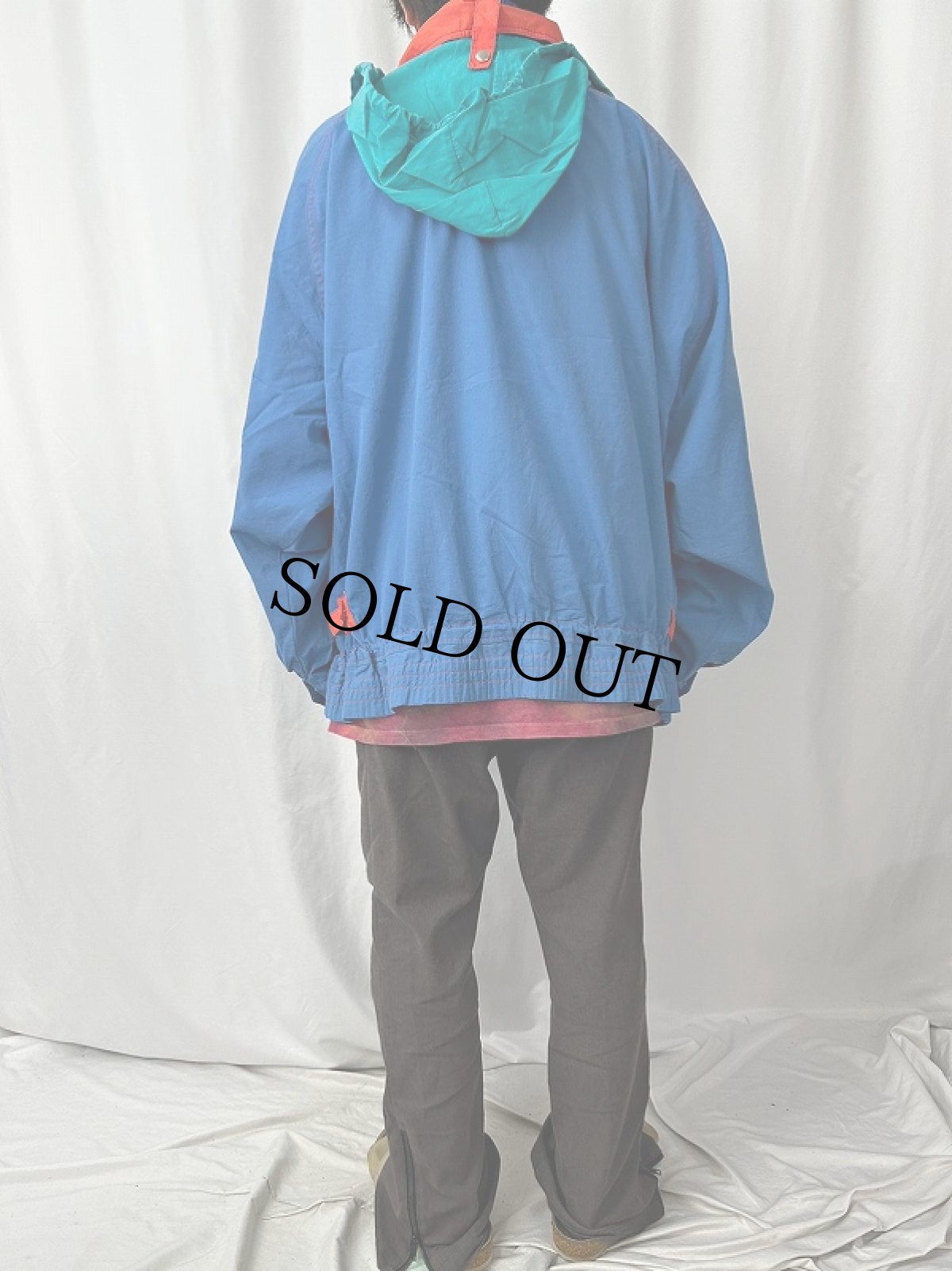 画像4: 90's Ocean Pacific クレイジーパターン ナイロンアノラックパーカー (4)