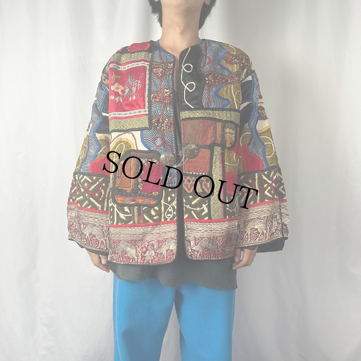 画像2: La Collection Judith Roberts パッチワークジャケット L (2)