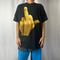 画像2: 90's USA製 "FUCK YOU" ハンドサインプリントTシャツ XL (2)