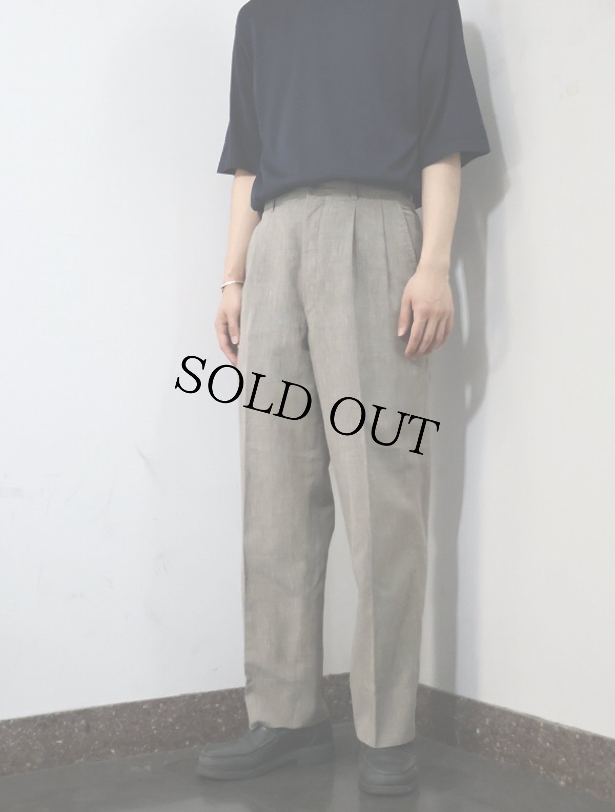 画像2: 90's COMME des GARCONS HOMME DEUX ウール×ポリ×リネン 2タックスラックス W30 (2)