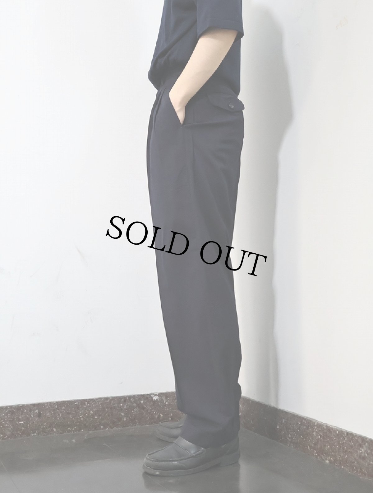 画像3: 90's COMME des GARCONS HOMME 2タック ウールスラックス BLACK W28 (3)