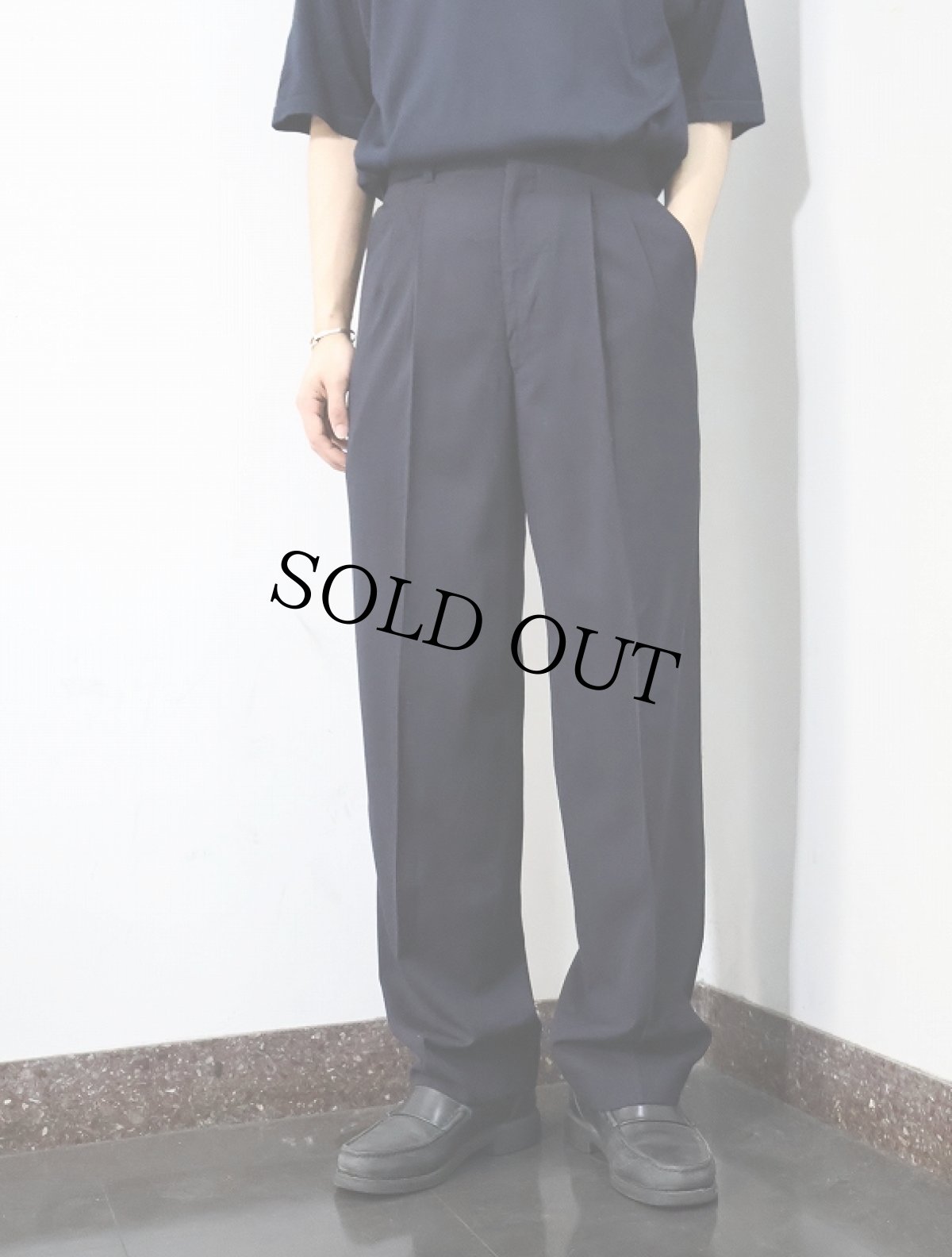 画像1: 90's COMME des GARCONS HOMME 2タック ウールスラックス BLACK W28 (1)