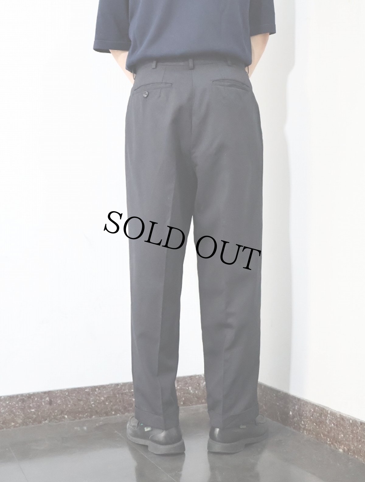 画像4: 90's COMME des GARCONS HOMME DEUX ストライプ柄 2タック ウールスラックス BLACK W31 (4)