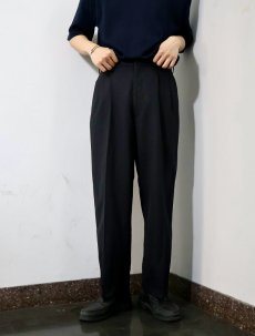 画像2: 90's COMME des GARCONS HOMME DEUX ストライプ柄 2タック ウールスラックス BLACK W31 (2)