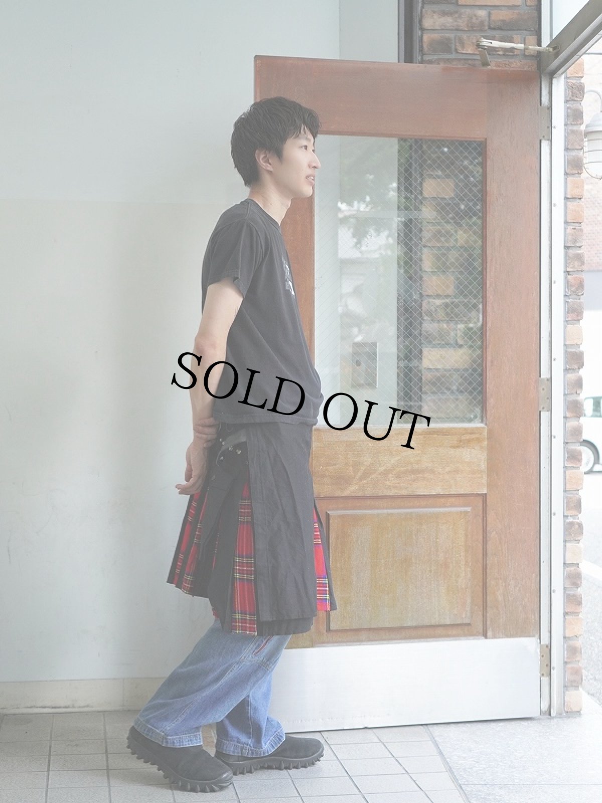 画像4: チェック柄 切り替えデザイン ラップカーゴスカート BLACK XXL (4)