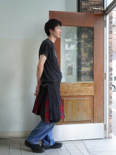 画像4: チェック柄 切り替えデザイン ラップカーゴスカート BLACK XXL (4)