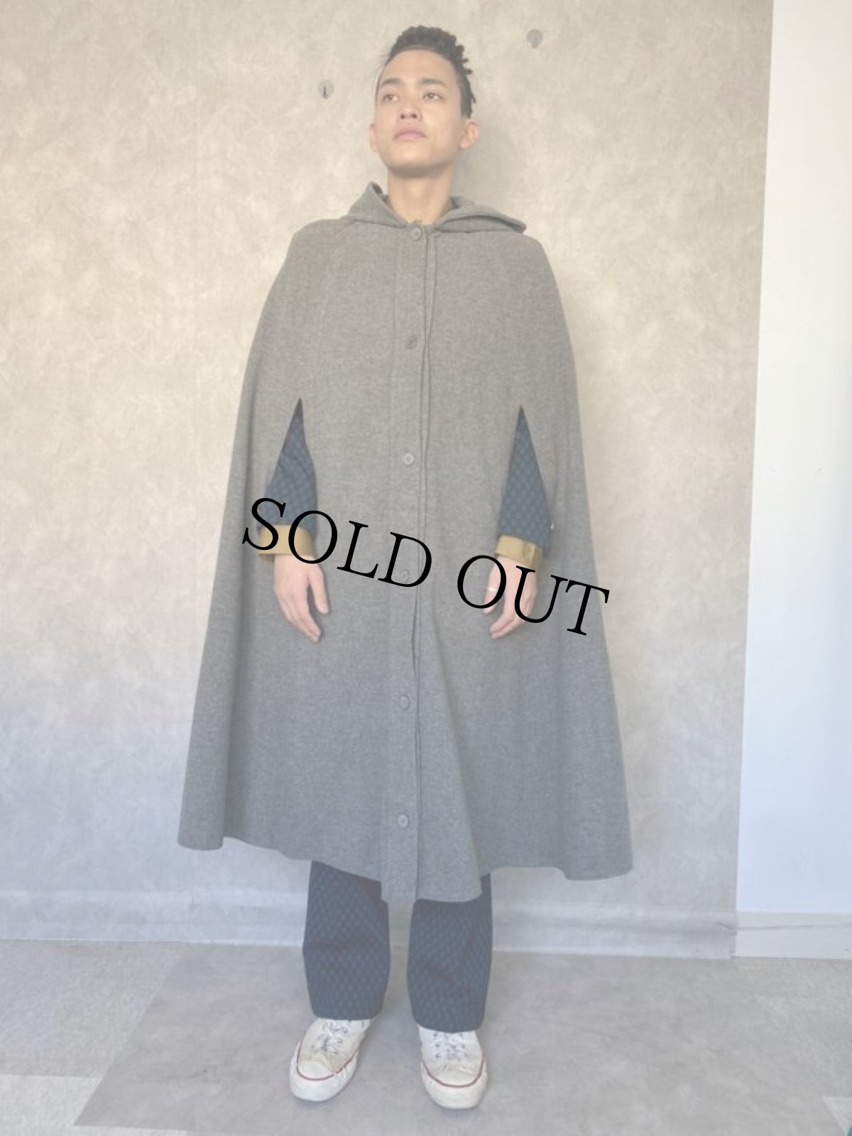 画像3: ウールロングポンチョ (3)