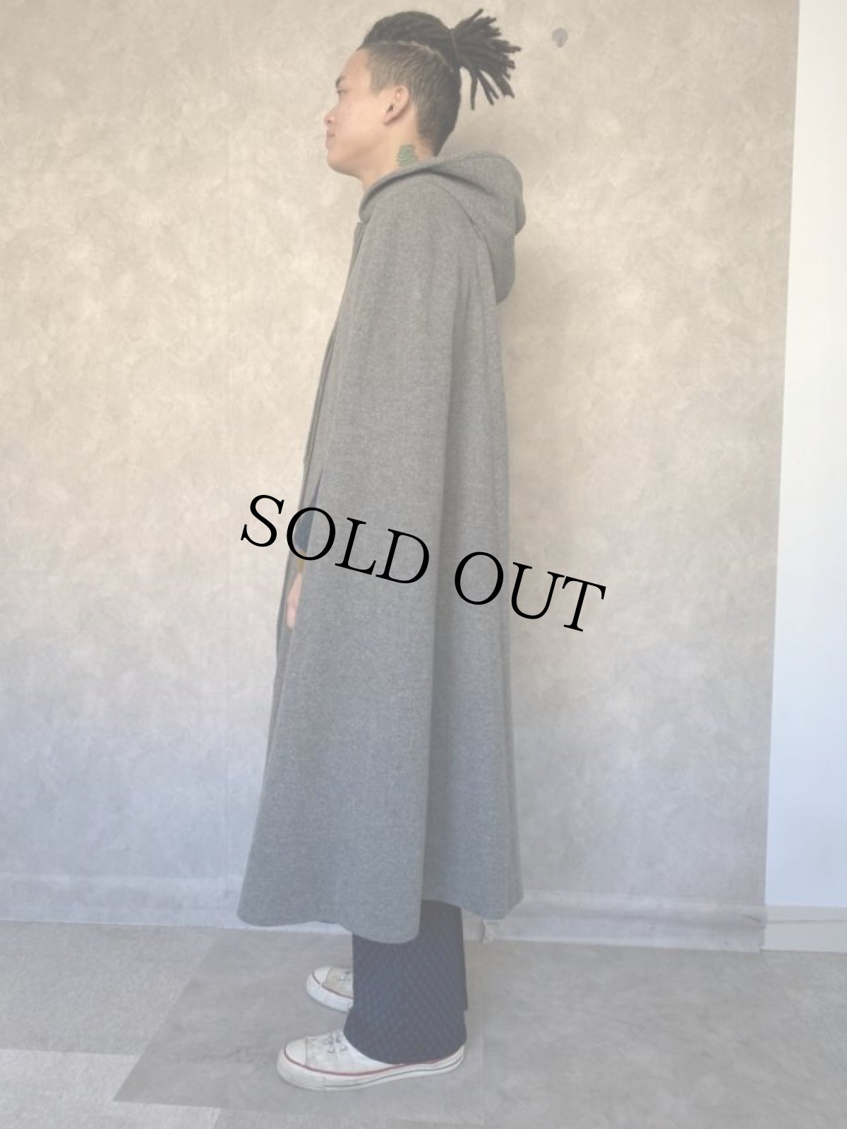 画像4: ウールロングポンチョ (4)