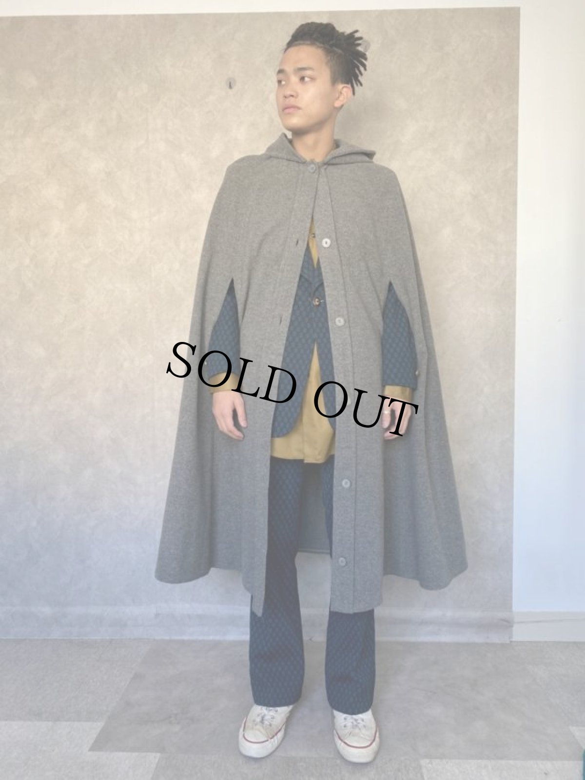 画像6: ウールロングポンチョ (6)