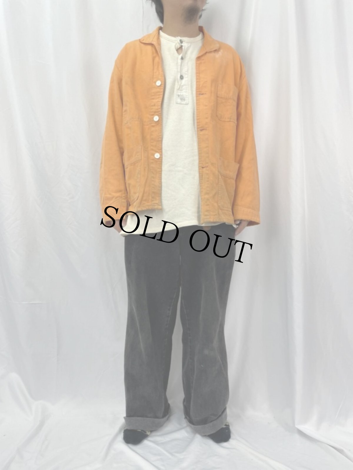 画像2: VINTAGE EURO コットンツイル ワークカバーオール (2)