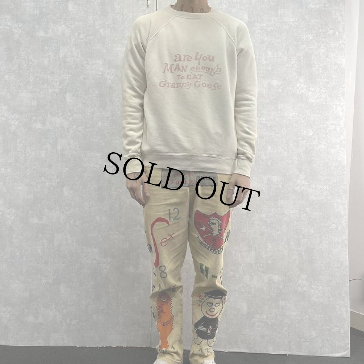 画像2: 60's PENNEY'S TOWNCRAFT "Granny Goose" 染み込みプリントスウェット L (2)