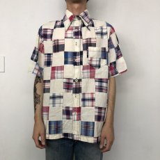 画像2: 70's Marshall Field & Company Indian Madras Patchwork cotton S/S shirt (2)