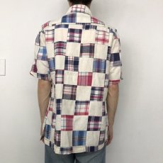 画像4: 70's Marshall Field & Company Indian Madras Patchwork cotton S/S shirt (4)