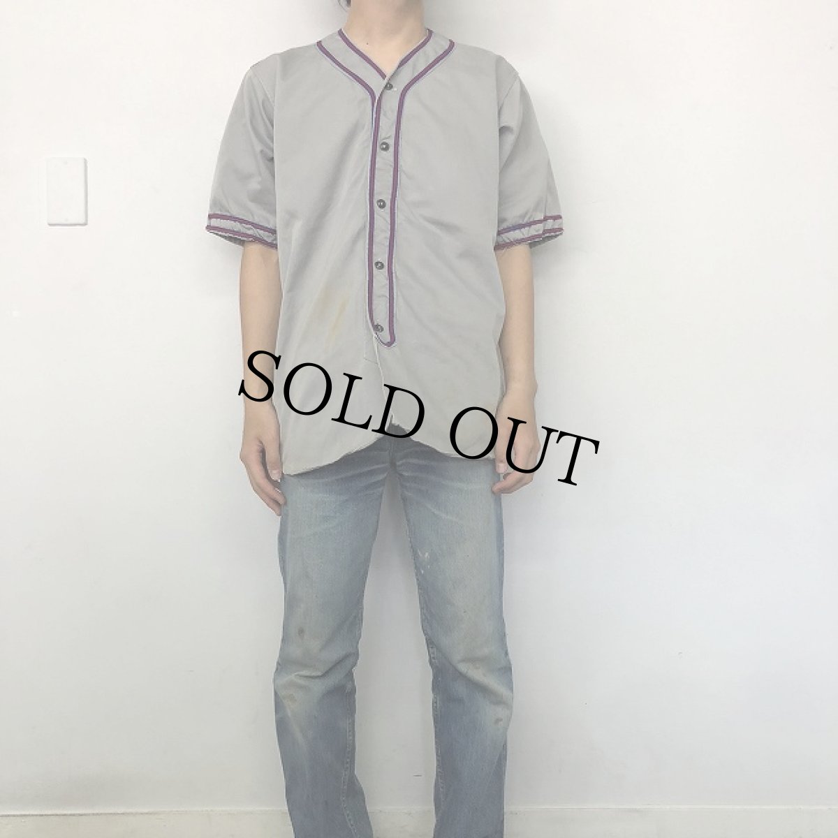 画像2: 60's "マチ付き" Cotton Baseball shirt (2)