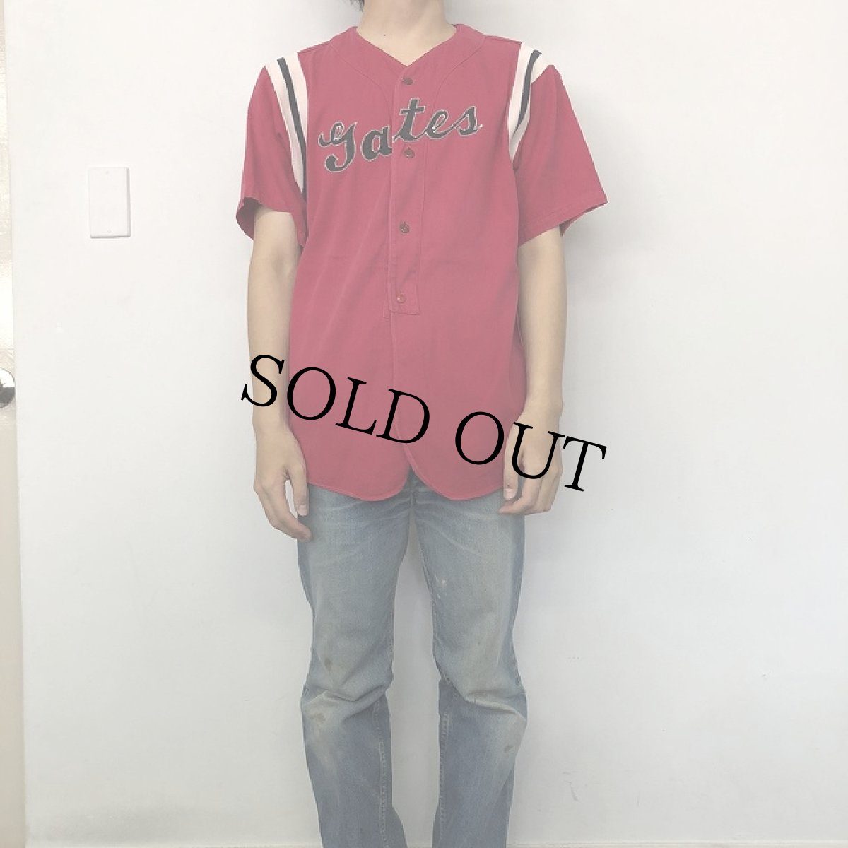 画像2: 40〜50's Craft Cochran "マチ付き×猫目" Cotton Baseball shirt 38 (2)