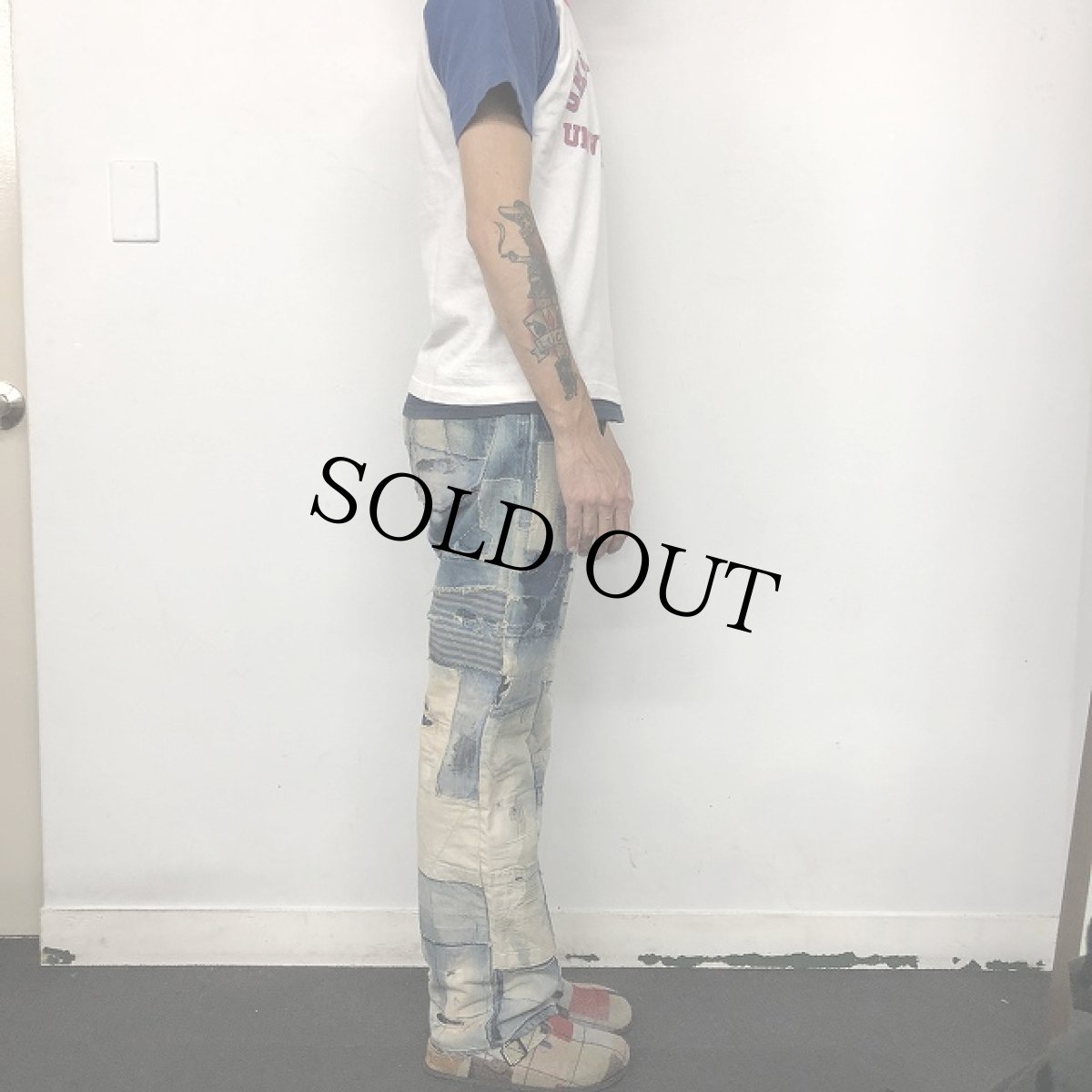 画像3: KAPITAL KOUNTRY パッチワーク ボロ加工デニムパンツ W29 (3)