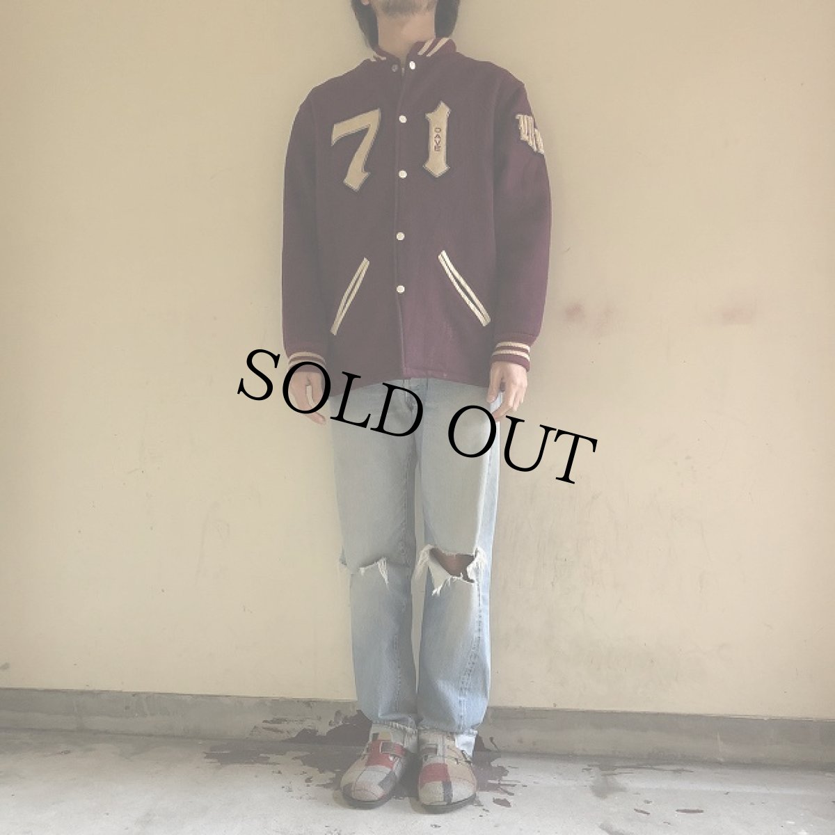 画像2: 70〜80's ワッペン付き ウールスナップ スタジャン (2)