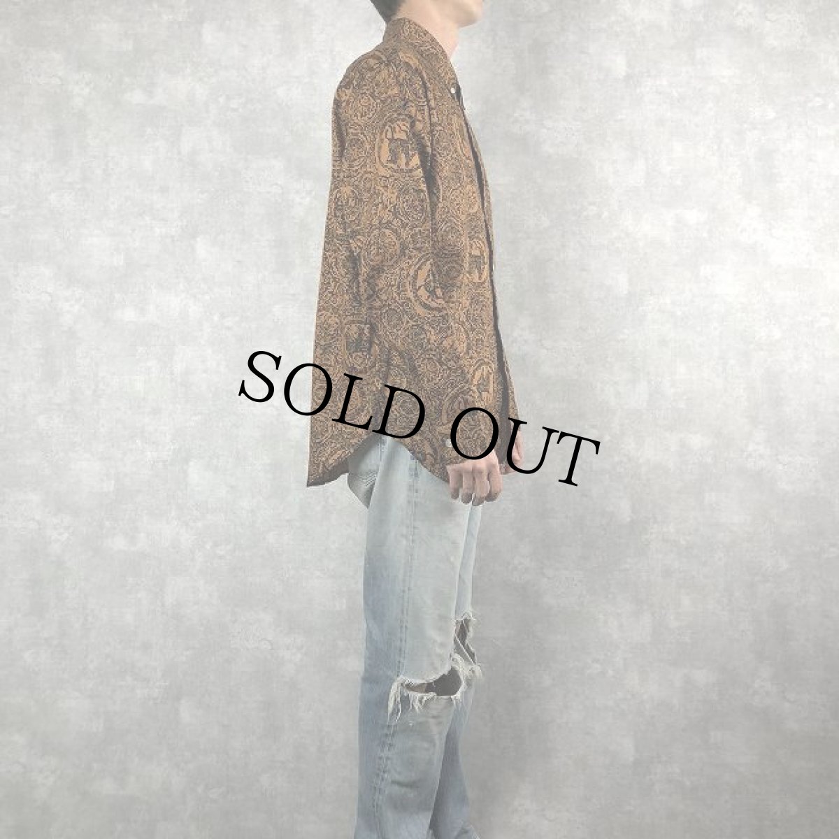 画像3: 60's BRENT 総柄ボタンダウン リネンシャツ L (3)