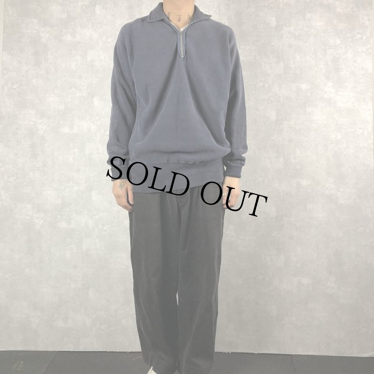 画像2: 60's USAFA Champion REVERSE WEAVE 無地 ハーフジップスウェット (2)