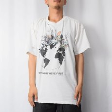 画像2: 90's Human-i-Tees USA製 "THEY WERE HERE FIRST." 地球×アニマル プリントTシャツ XL (2)