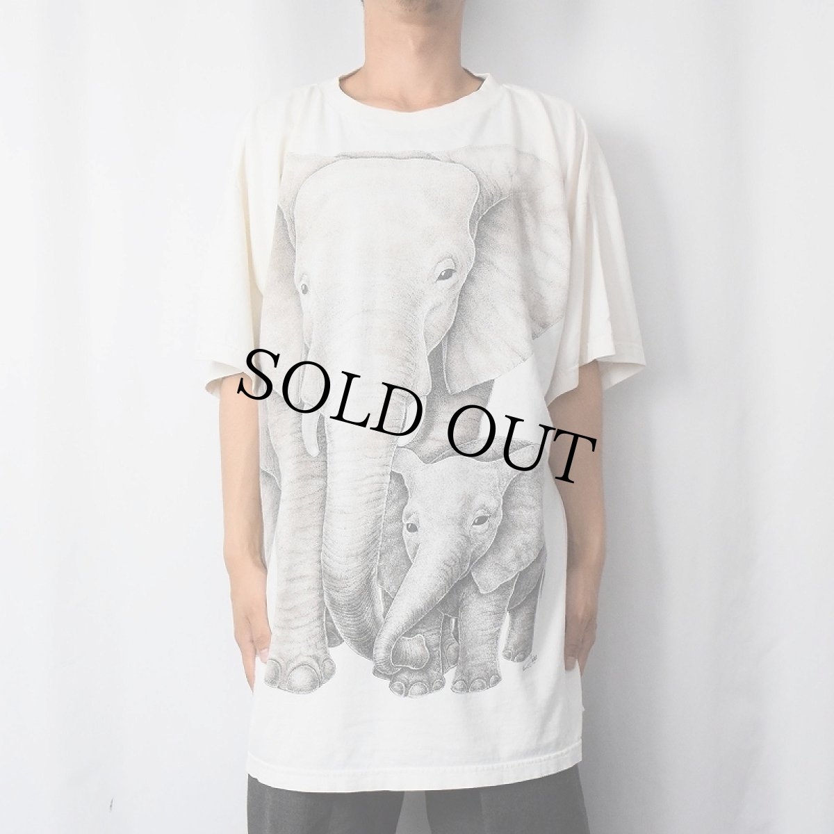 画像2: 90's USA製 象 大判プリントTシャツ ONESIZE (2)