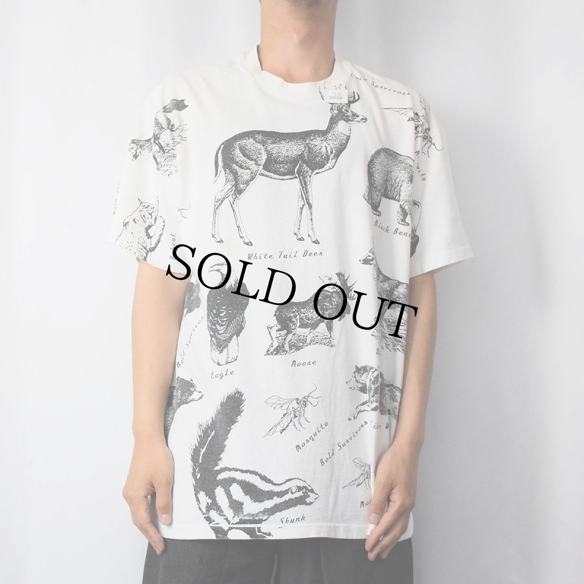 画像3: 90's USA製 アニマル マルチプリントTシャツ XL (3)