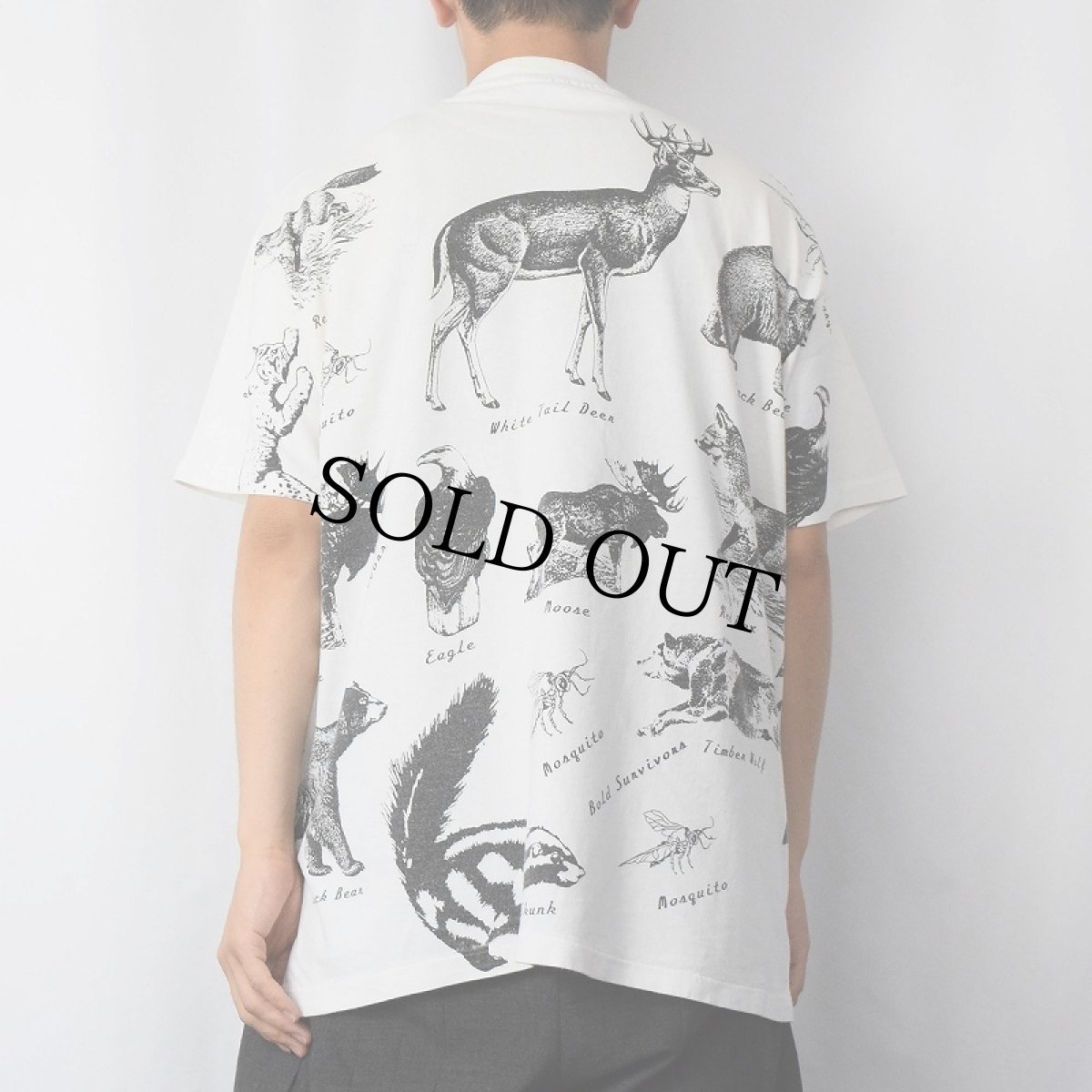 画像4: 90's USA製 アニマル マルチプリントTシャツ XL (4)