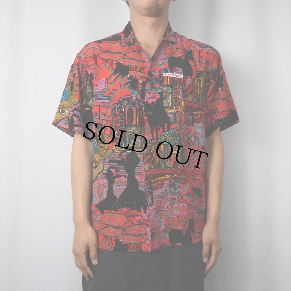 画像2: JAMS WORLD 総柄 レーヨンシャツ S (2)
