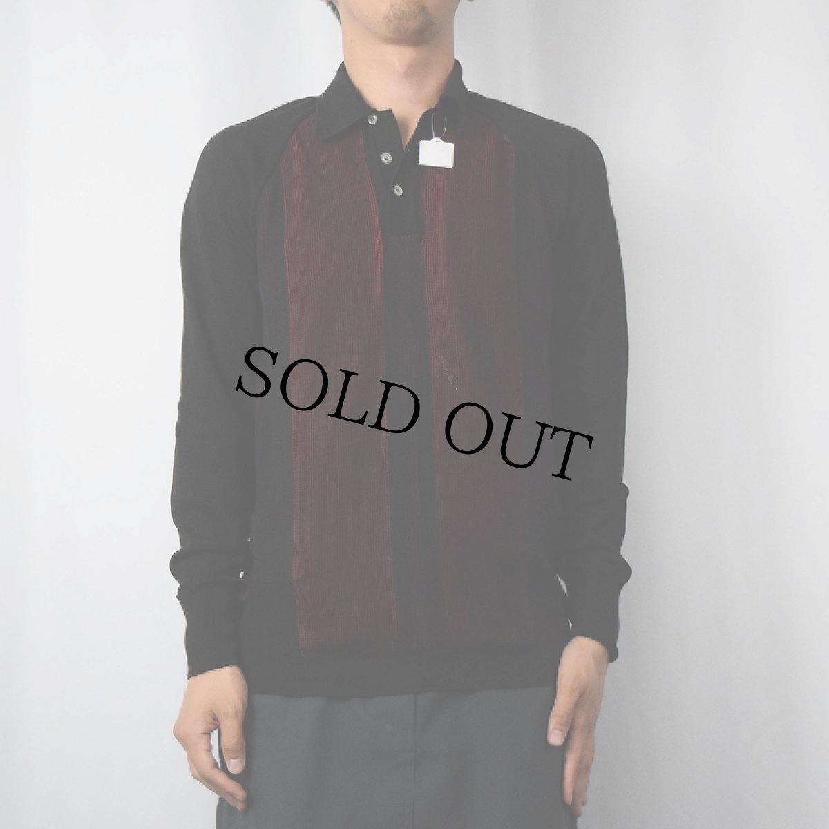 画像2: 60's Lilly Dache ナイロンニット 長袖ポロシャツ (2)