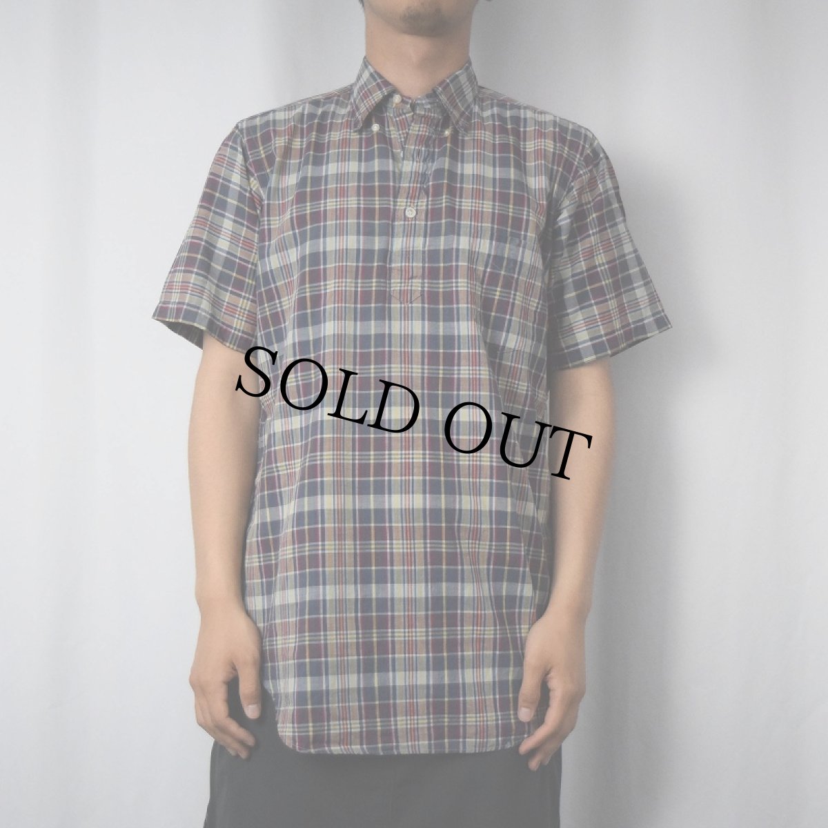 画像2: 60's Young's マドラスチェック柄 コットンボタンダウンシャツ M (2)